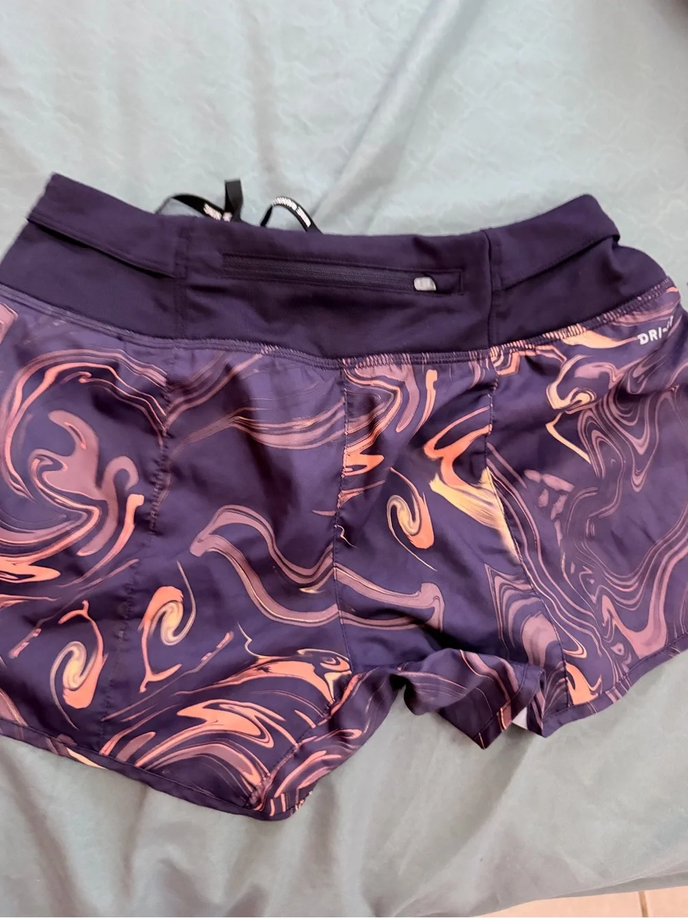 Nike Women's Black & Purple Marble-Print Athletic Shorts Set